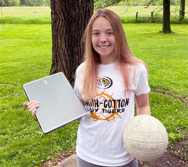  S-C senior Natalie Adermann excelled at volleyball and journalism with the Tiger Times newspaper.