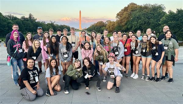  SCJH students and chaperones on National Mall in Washington, DC